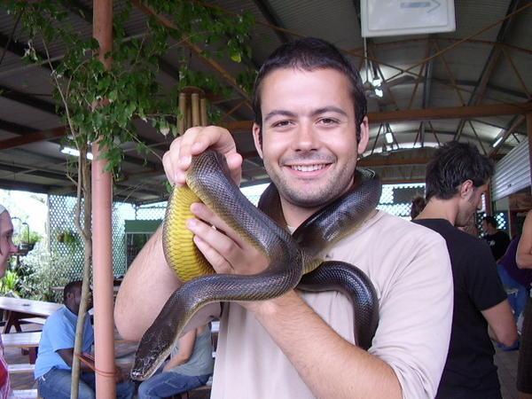 Guy and a big snake