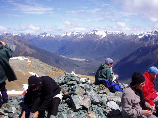 The view up the Hollyford Valley from the 1538 summit