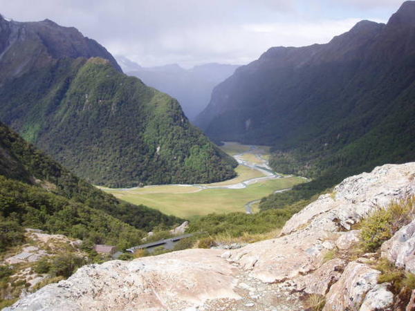 Routeburn flats from falls