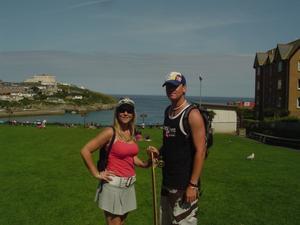Kadia and myself chilling down town Newquay