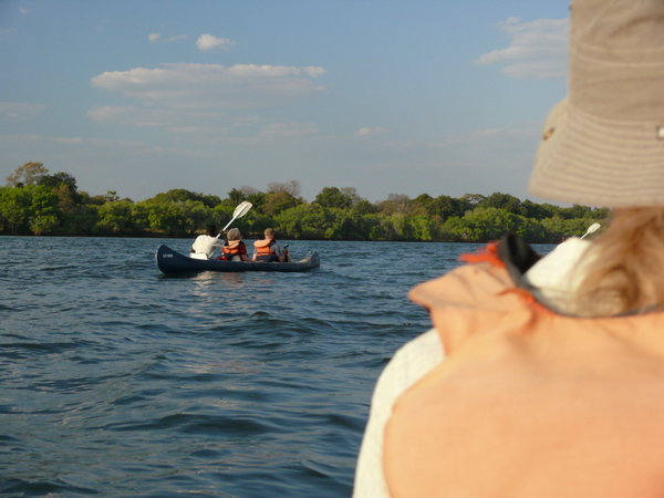 Canoeing above Vic Falls