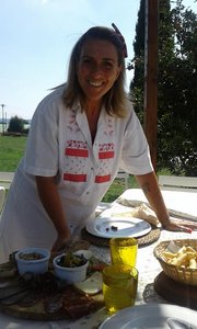 Monterosi - Christina serving us the antipasto course