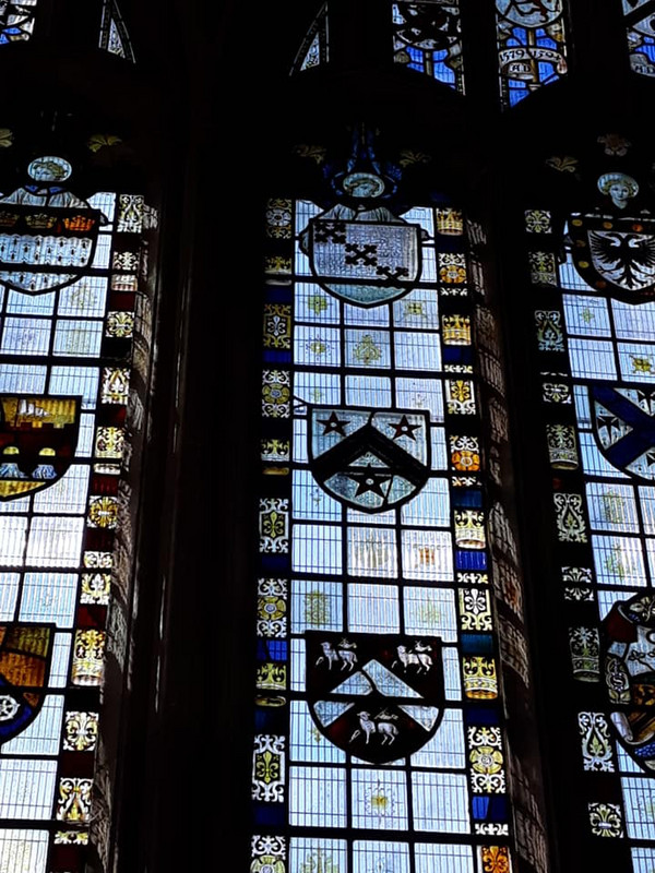 Northcott Coat of Arms at the top of the stain glass window in the Holy Cross Church