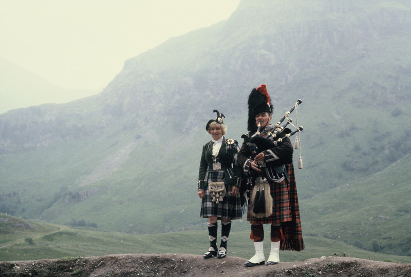 Bagpipers at Glen Coe on our second visit to Scotland in 1980