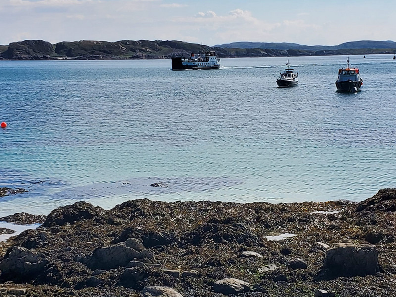 View from Iona of the ferry approaching