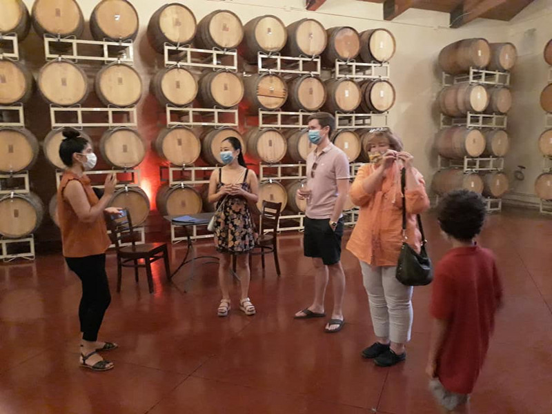 Wedding reception in the wine cellar at the Ponte Vineyard