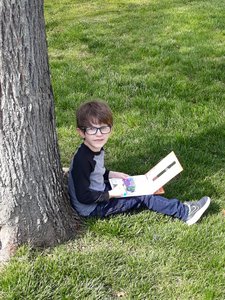 Connor reading in his favorite spot
