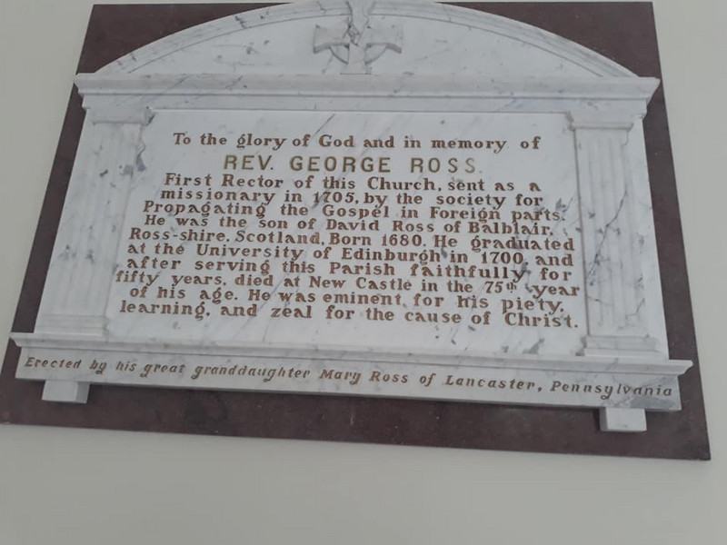 Memorial to Rev. George Aeneus Ross in the Immanuel Episcopal Church