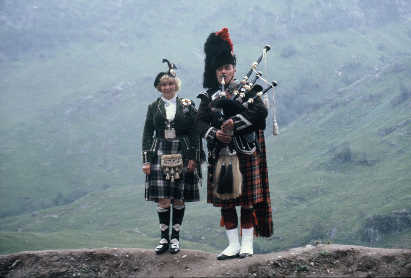 Scots in full regalia in Glen Coe