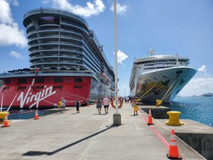 British Virgin Islands - Virgin ship compared to our ship
