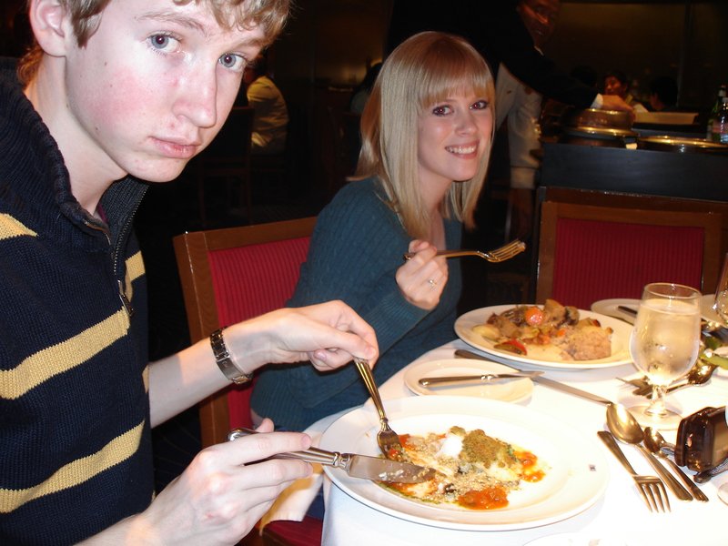 Will and Rosanna at dinner - superb food