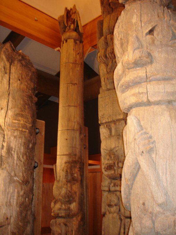 Ancient totem ploes at the Ketchican museum