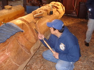 Carving Totem Pole at Sitka