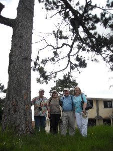 Johnny, Ruth, Barb, and Bob next to big pine tree...it's still there!