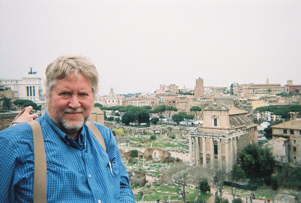 Bob on the Palatine Hill with Forum below