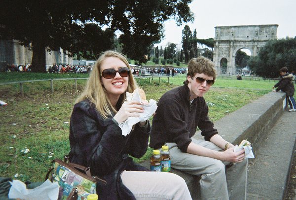 Tamara and Will enoying a panino for lunch