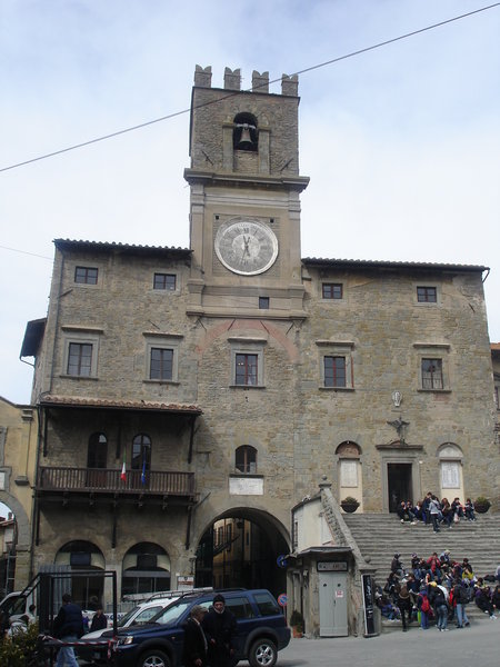 The town hall and main square in Cortona