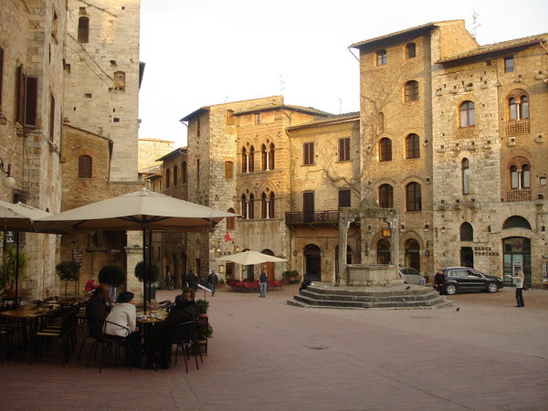 Our sidewalk restaurant in the main square of San Gimignano