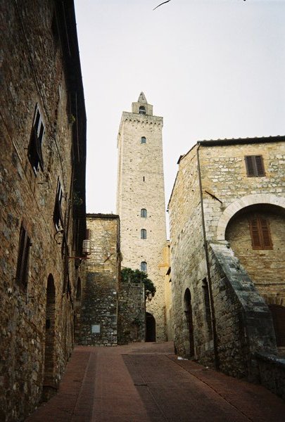 A view of a tower in San Gimignano