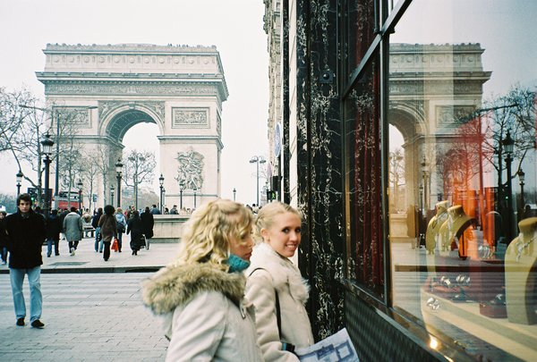 Roasanna and Tamara Window Shopping on the Champs Elysee