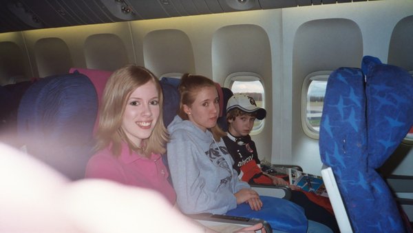 Rosanna, Tamara and Will on the plane