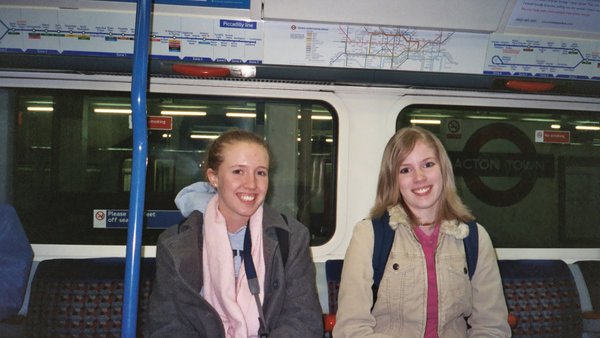 Tamara and Rosanna on the Tube into London