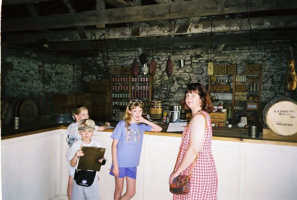 Rosanna, Will, Tamara, and Linda at the Fort Larned Commisary