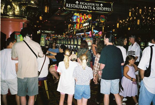 Tamara and Rosanna observing the casino action in Las Vegas