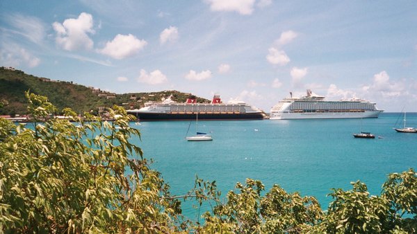 Cruise ships in port at Charlotte Amalie, USVI