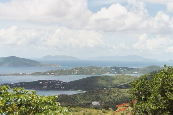 View of St Thomas, USVI to the north including Megan Bay