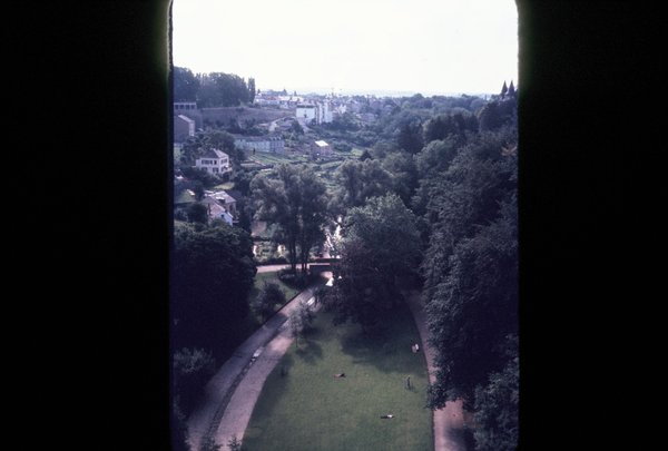 Luxembough City: View of garden from bridge