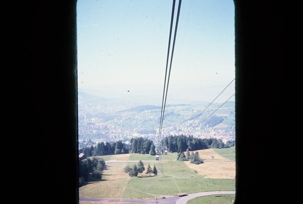 Taking the cable car to the top of Mt Pilatus
