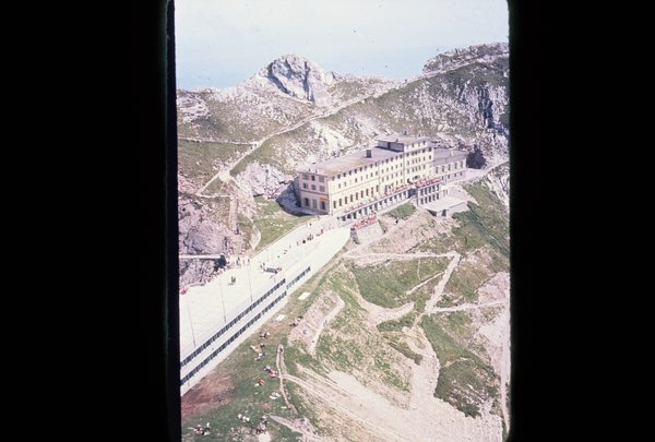 Restaurant and cog railway station at the top of Mt Pilatus