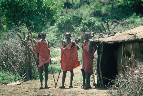 Masai men observing from a distance