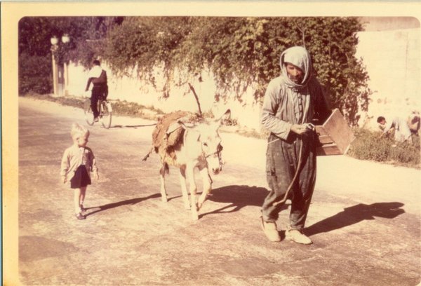 Bob (me) walking with a donkey in Damascus