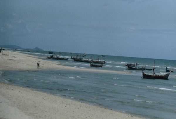 Fishing boats on the beach near Hua Hin
