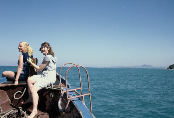 Carol and Linda on the boat to Khao Takiep Mtn