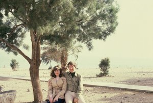 Linda dn Bob resting at the Dead Sea