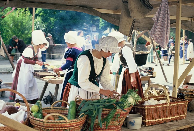 Womenfolk preparing a feast