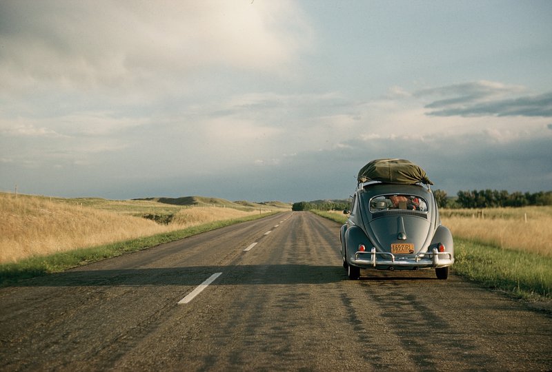 Our VW and us on the way across the Great Plains
