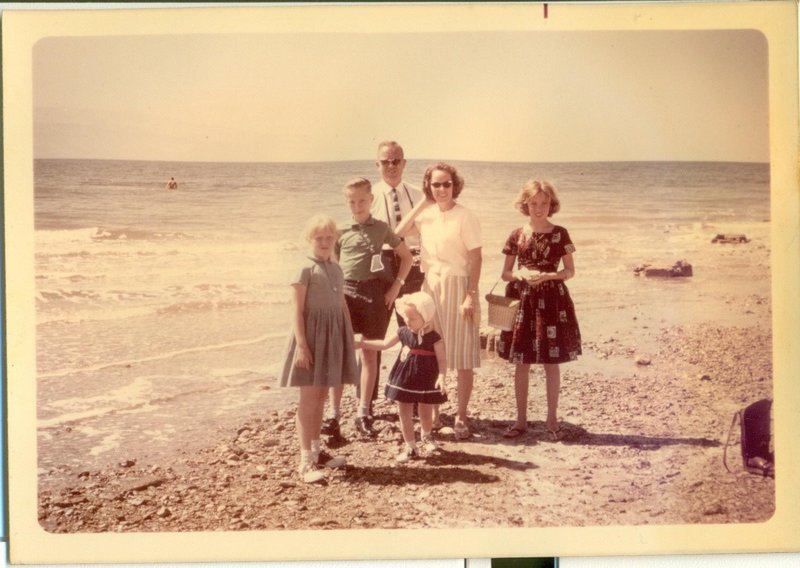 Family on beach near Byblos