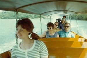 Linda in the boat on the River Kwai