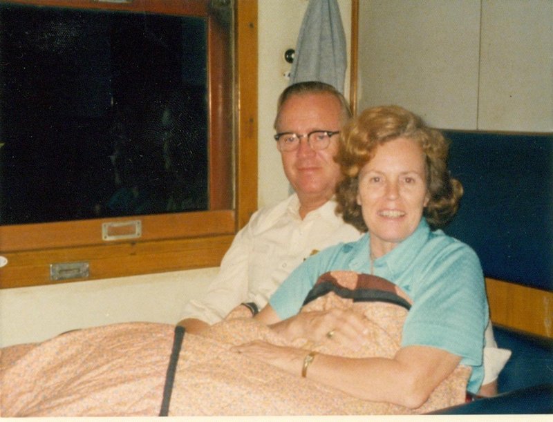Dad and Mom on the train back to Bangkok