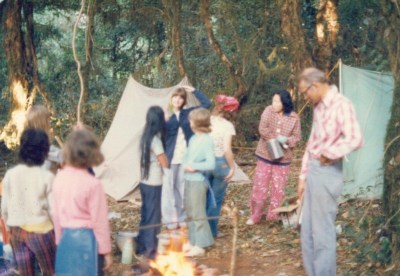 Girl Guides camping near the spring