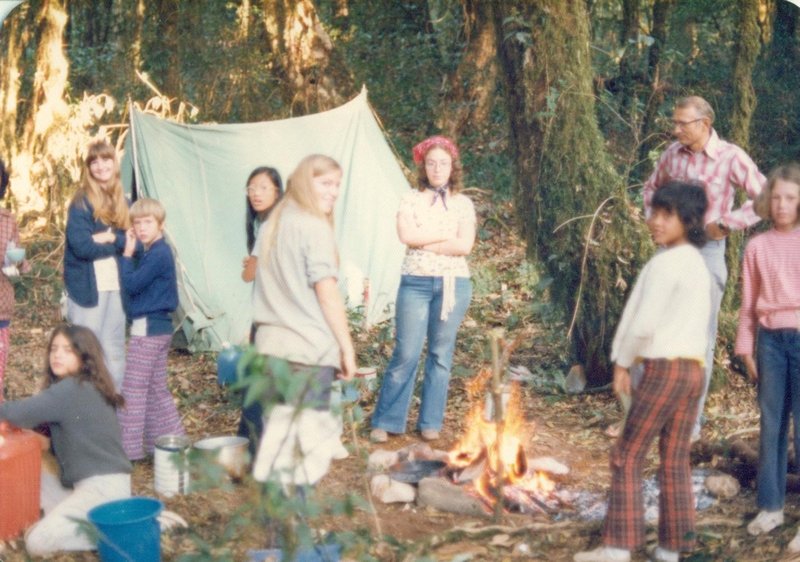 Girl Guides camping near the spring