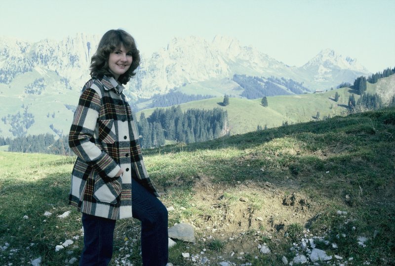 Linda enjoying the mountain scenery