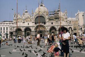 Feeding pigeons at St Marks Square