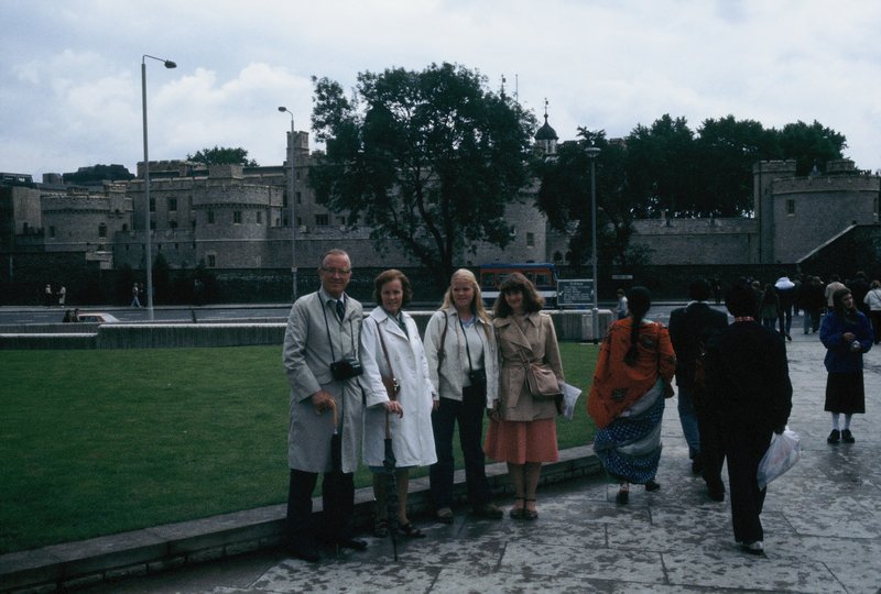 Dad, Mom, Carol, and Linda at the Tower of London