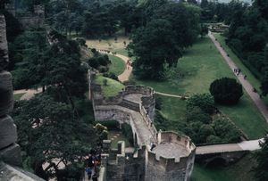 View of Warwick Castle from highest tower