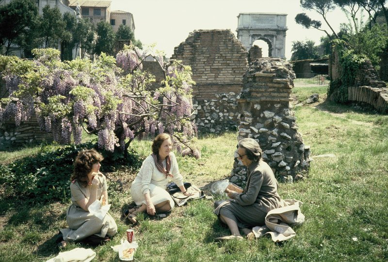 Linda, Mom and Mary having our picnic lunch at the Roman Forum